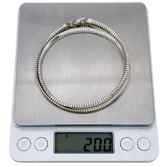 Vintage Italian Sterling Silver 925 4.2mm Omega Chain Necklace 16" - Picture 4 of 4